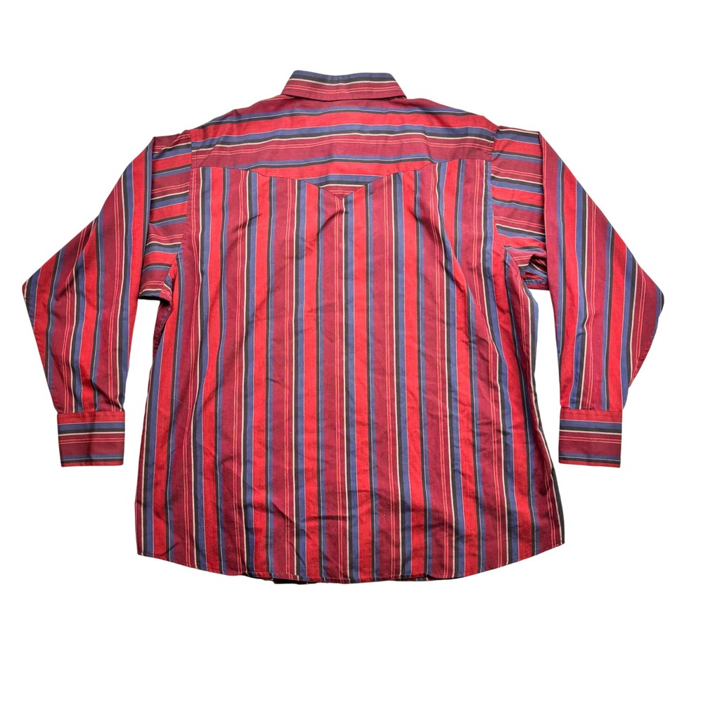 Corral West Ranchwear Mens XXL Striped Western Pearl Snap Shirt Red Blue 2XL - Picture 3 of 6